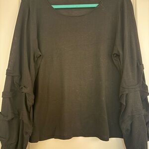 Elegant Black Ruffle Sleeve Top